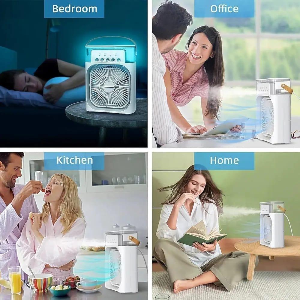 3-in-1 Portable Mini Air Cooler Fan with Humidifier & LED Light