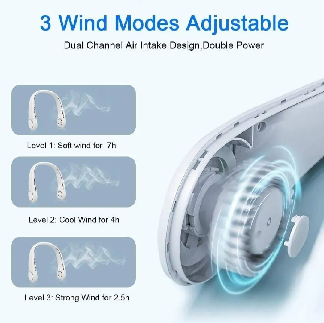 Portable Neck Fan – Rechargeable Hands-Free Summer Cooling Fan